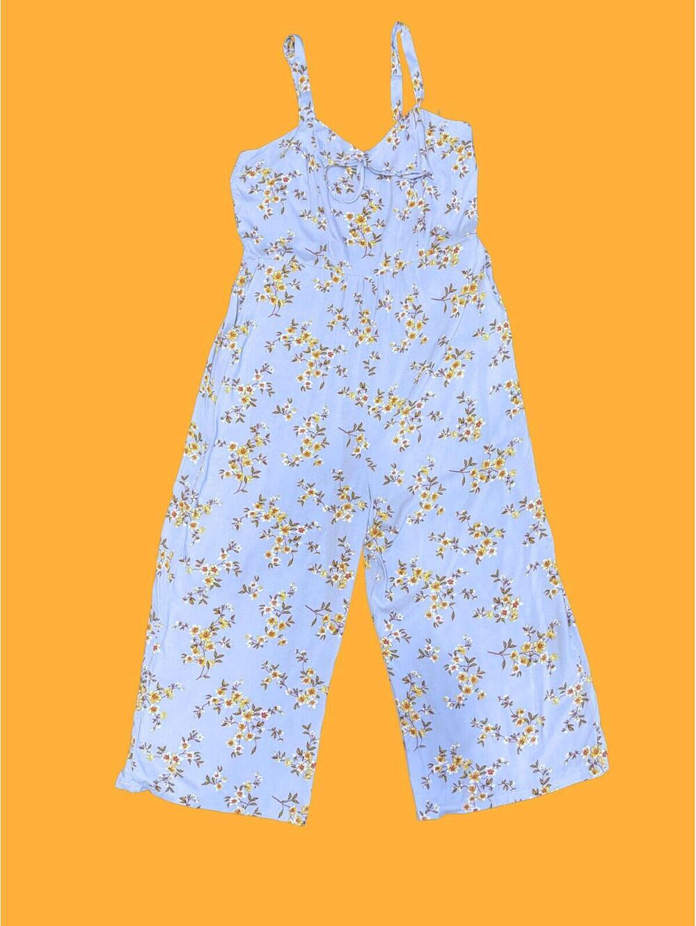 xhilaration XXL Blue Floral Jumpsuit